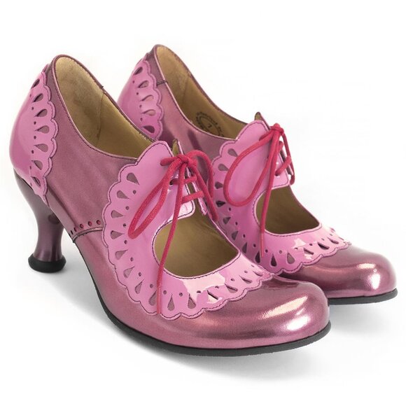 John Fluevog Shoes - John Fluevog bellevue lottie deno frill scallop pink patent leather shoes 7.5
